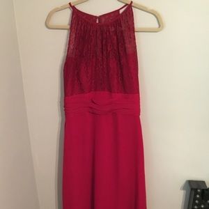Cranberry Red Bridesmaid Halter Gown
